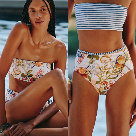 Anthropologie Other - NWT Anthropologie Seafolly Coastal Fruit Beach Print Bikini SET Reversible